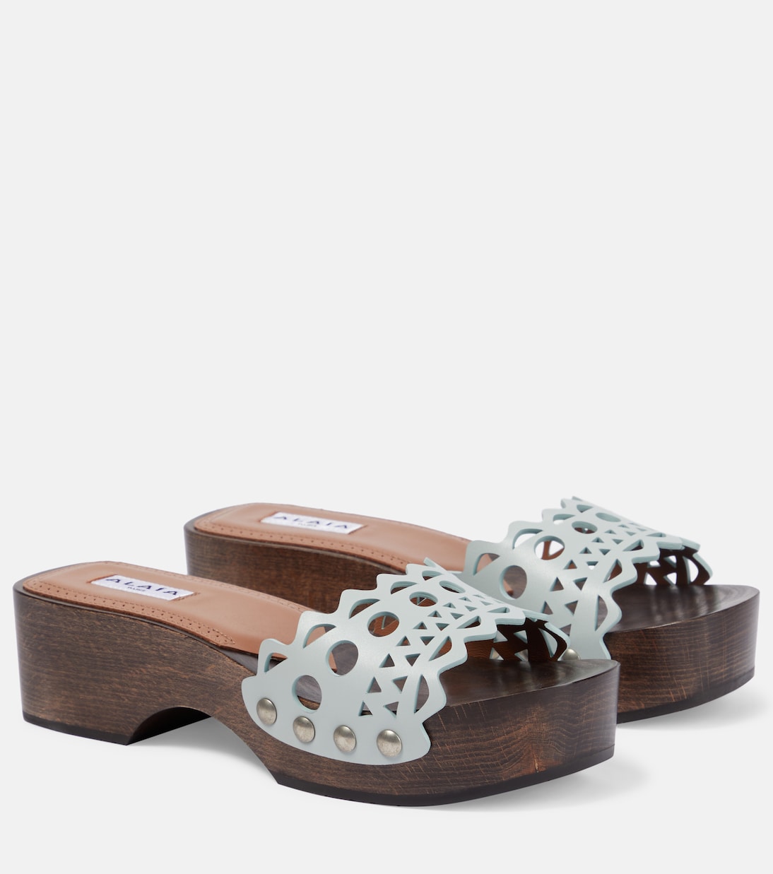 Vienne leather and wood slides | Alaïa