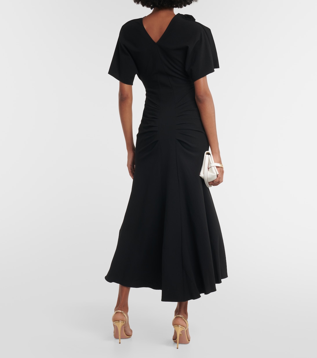 Asymmetric wool-blend crêpe maxi dress | Victoria Beckham