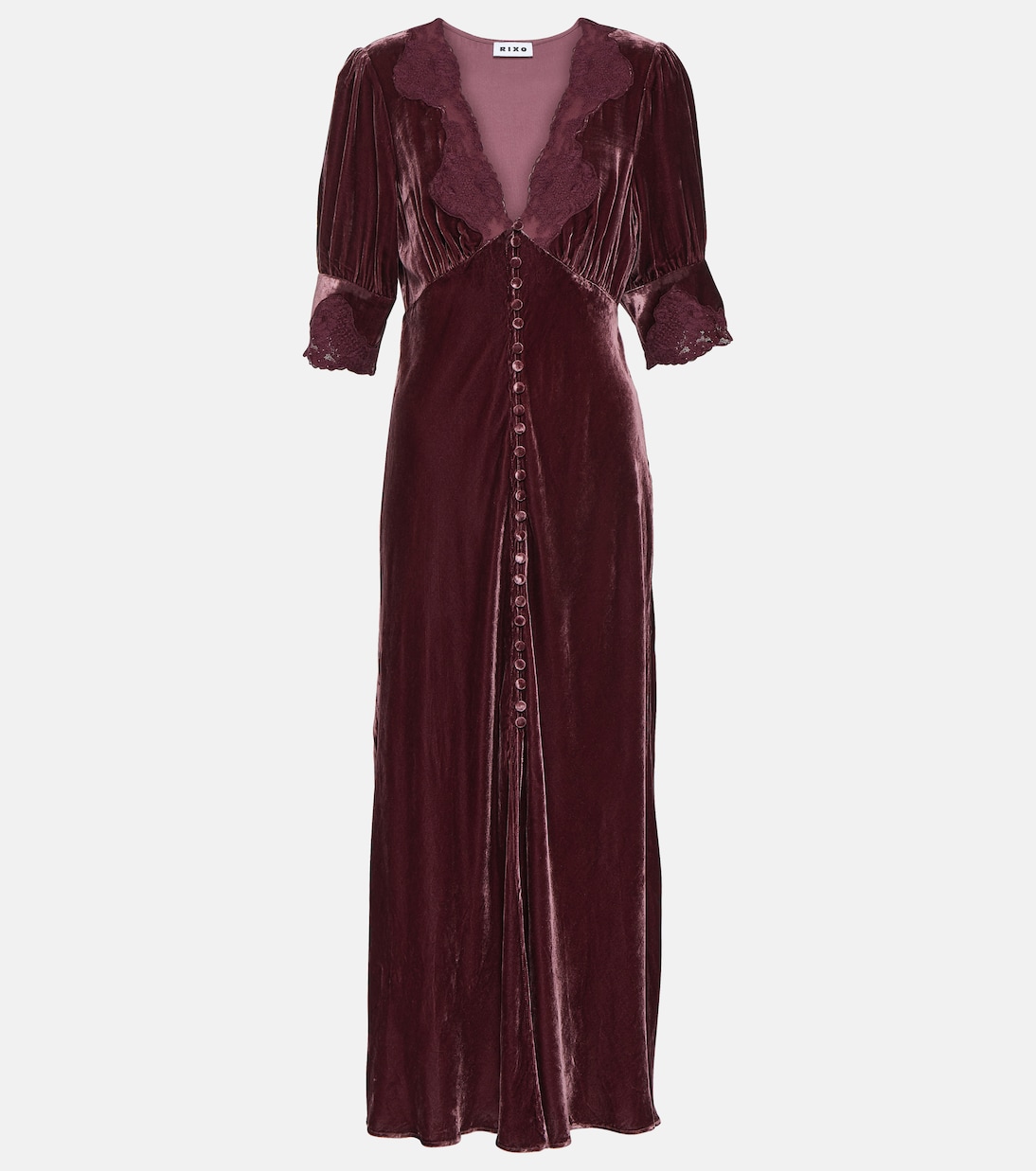 Lace-trimmed velvet midi dress | Rixo