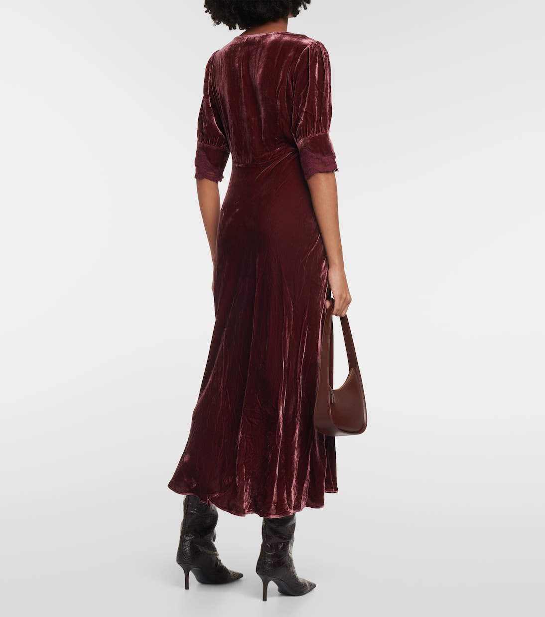 Lace-trimmed velvet midi dress | Rixo