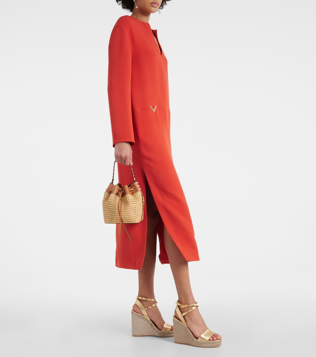 Rockstud metallic leather wedge sandals | Valentino Garavani