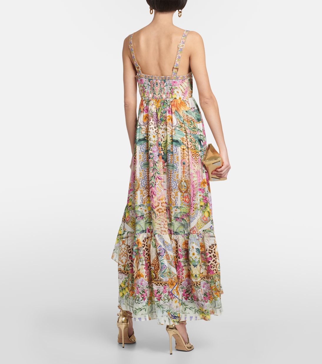 Vestido midi asimétrico de seda estampado | Camilla