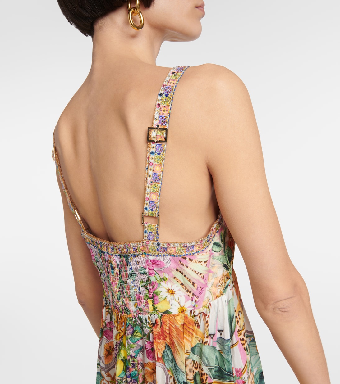 Vestido midi asimétrico de seda estampado | Camilla