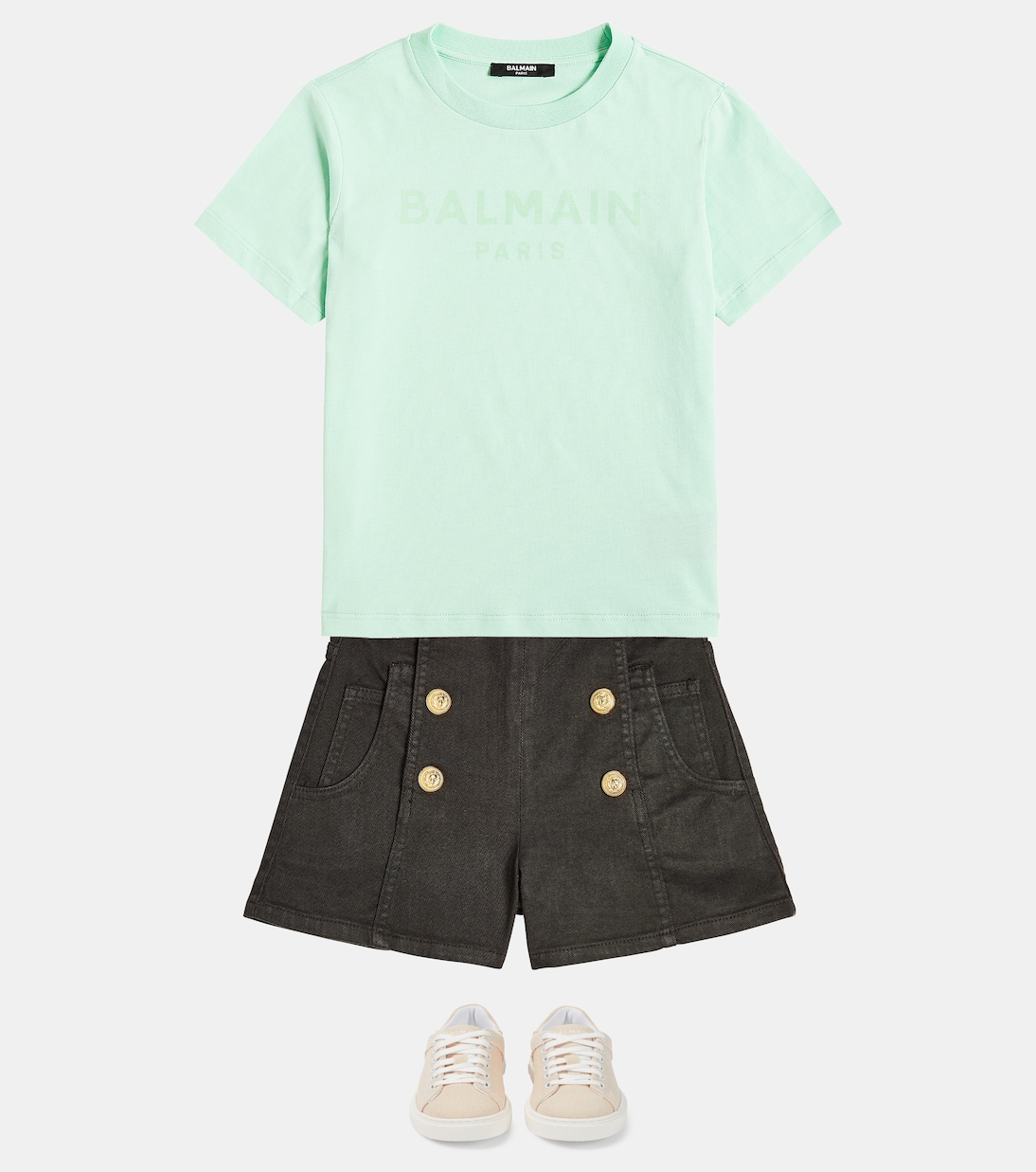 Shorts en mezcla de algodón con botones | Balmain Kids
