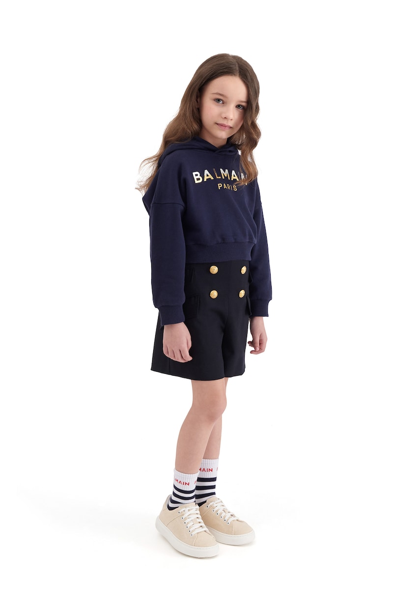 Shorts en mezcla de algodón con botones | Balmain Kids