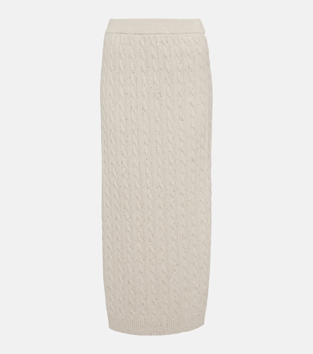 Knit cotton-blend midi skirt | Brunello Cucinelli