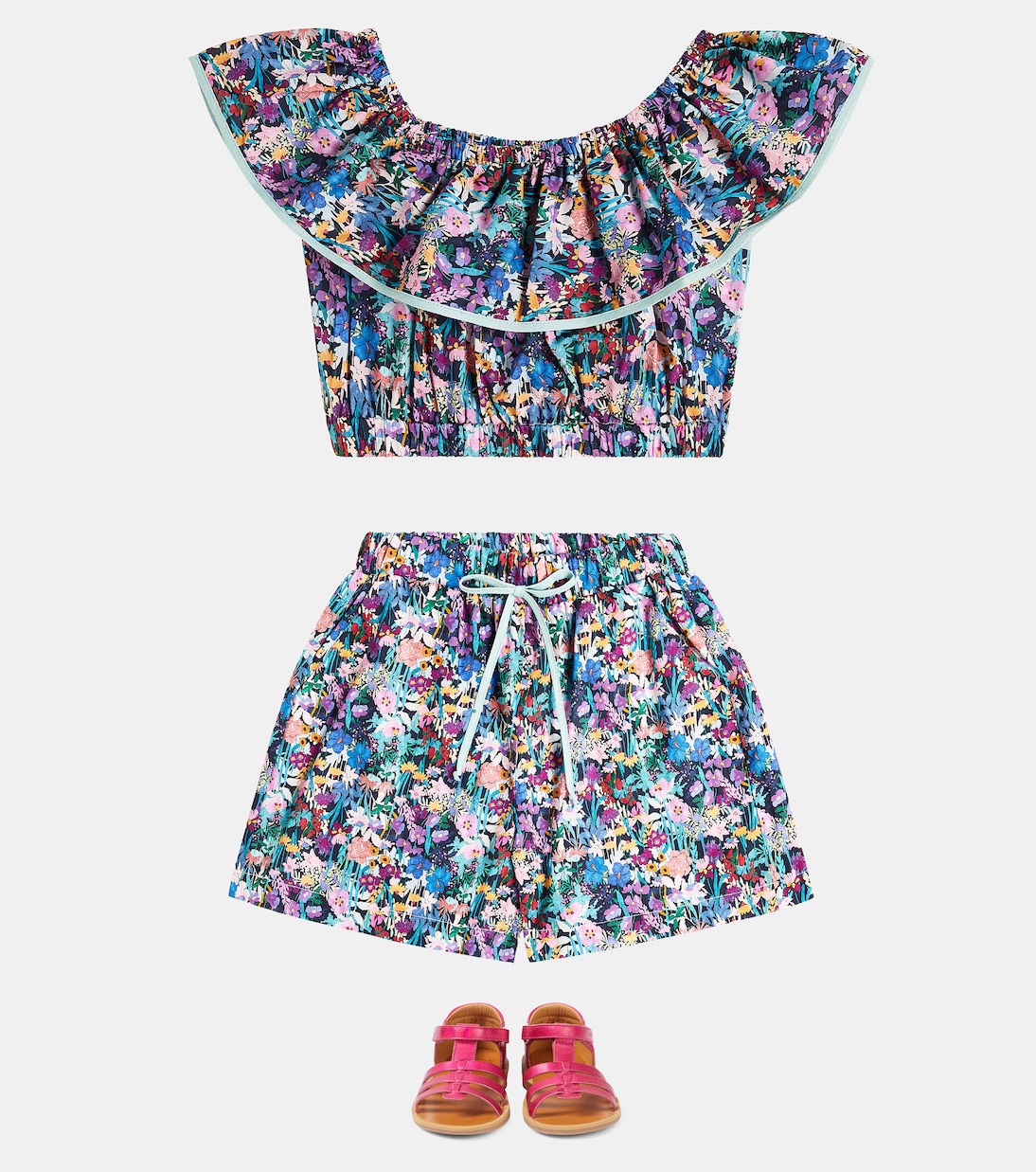 Top raccourci en coton à fleurs | Paade Mode