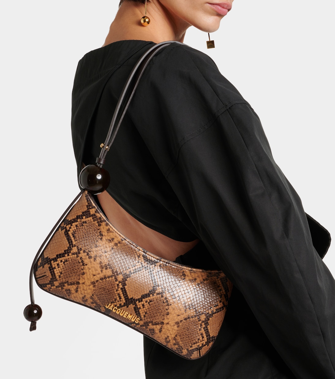 Le Bisou Perle snake-effect leather shoulder bag | Jacquemus