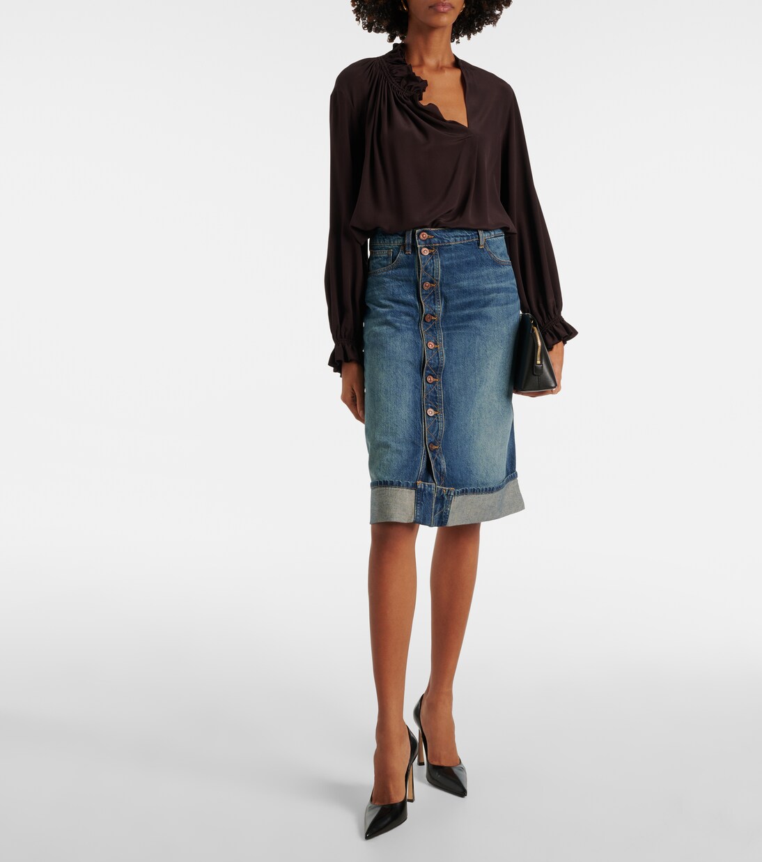 Ruffled silk crêpe de chine top | Victoria Beckham