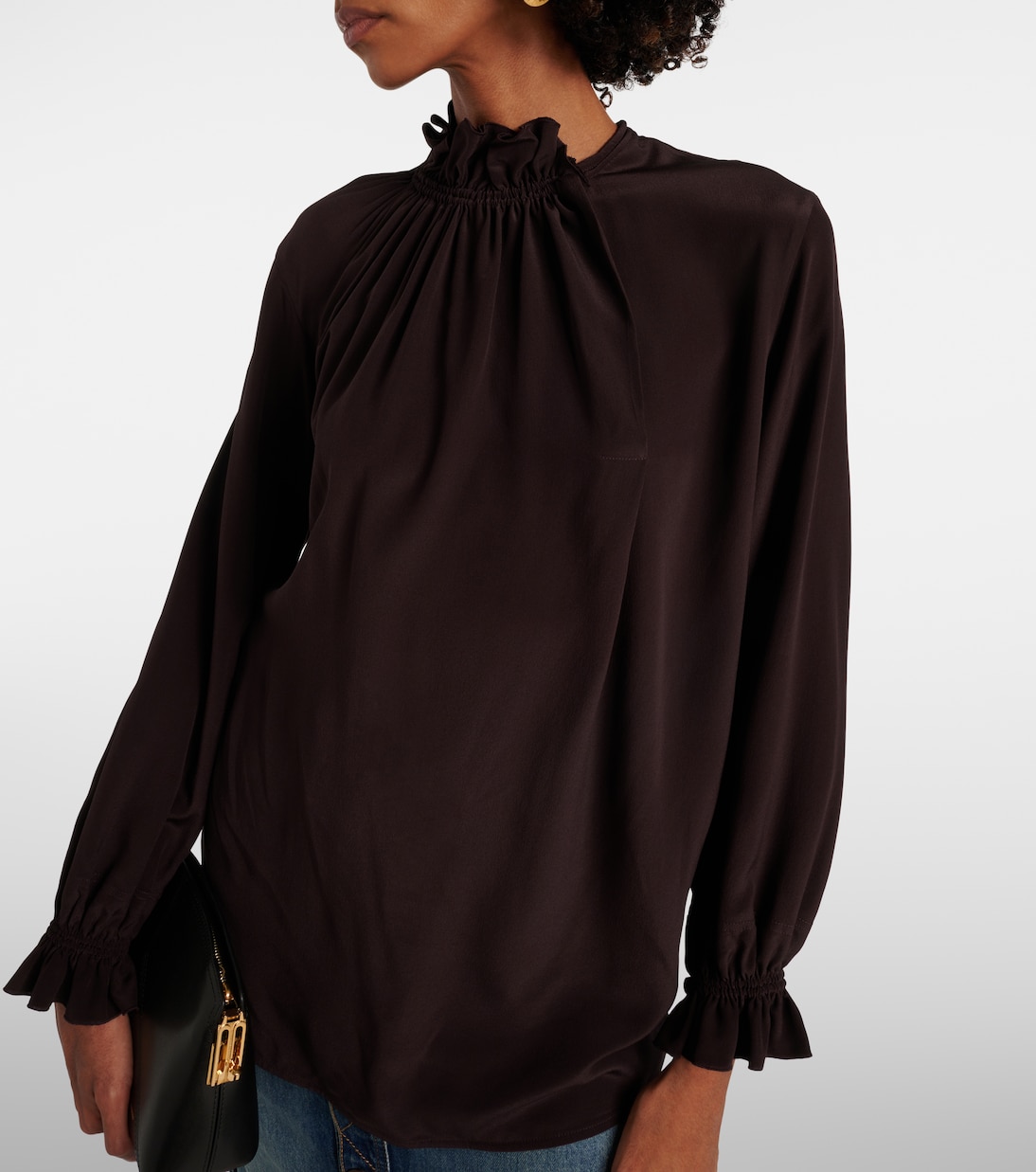 Ruffled silk crêpe de chine top | Victoria Beckham