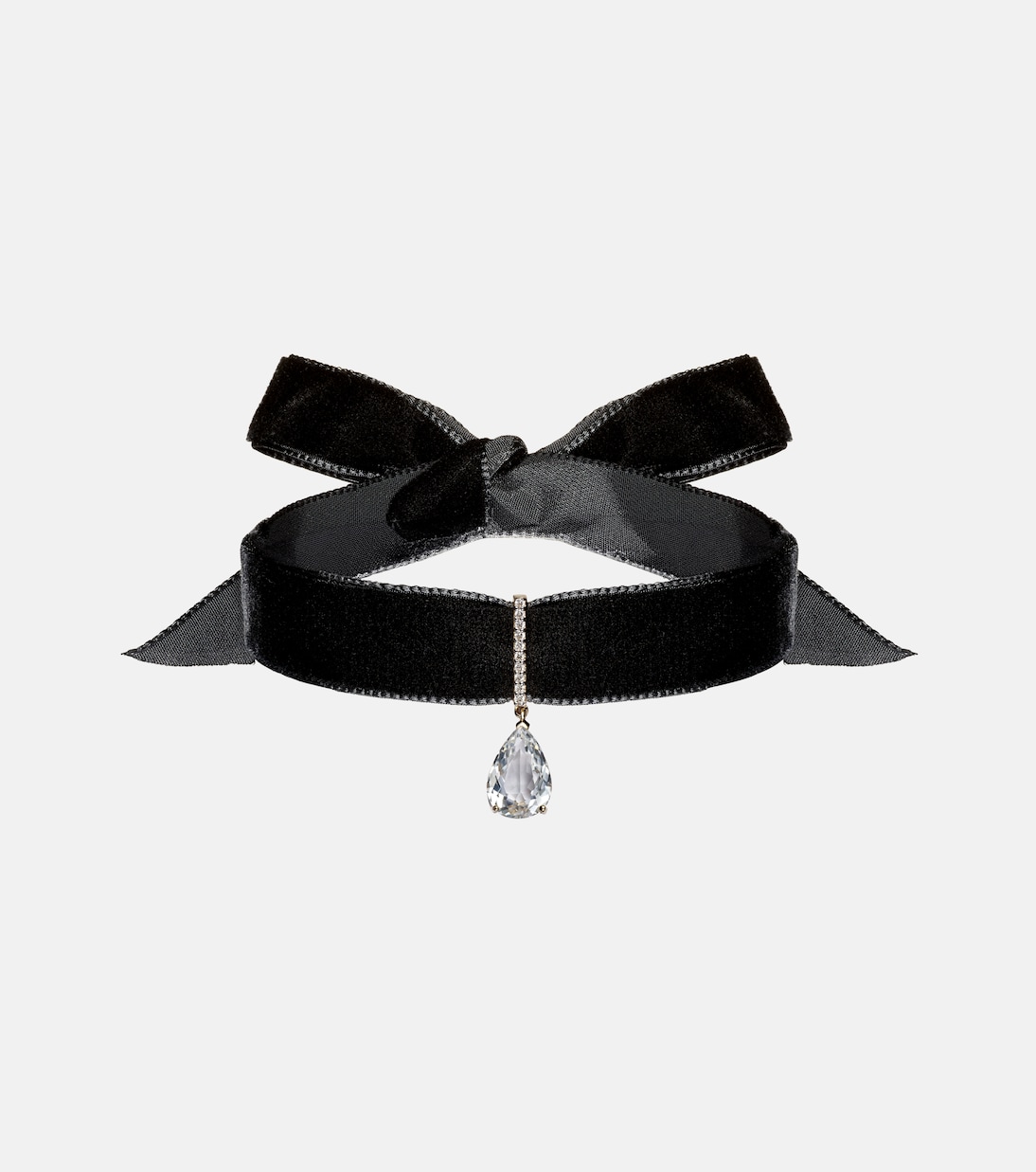 Collana MATEO in velluto e oro 14kt con topazio e diamanti, stile giovanile