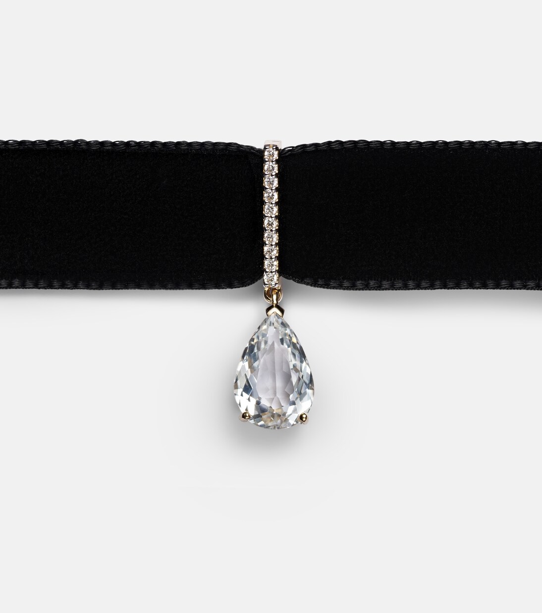 Collana MATEO in velluto e oro 14kt con topazio e diamanti, stile giovanile