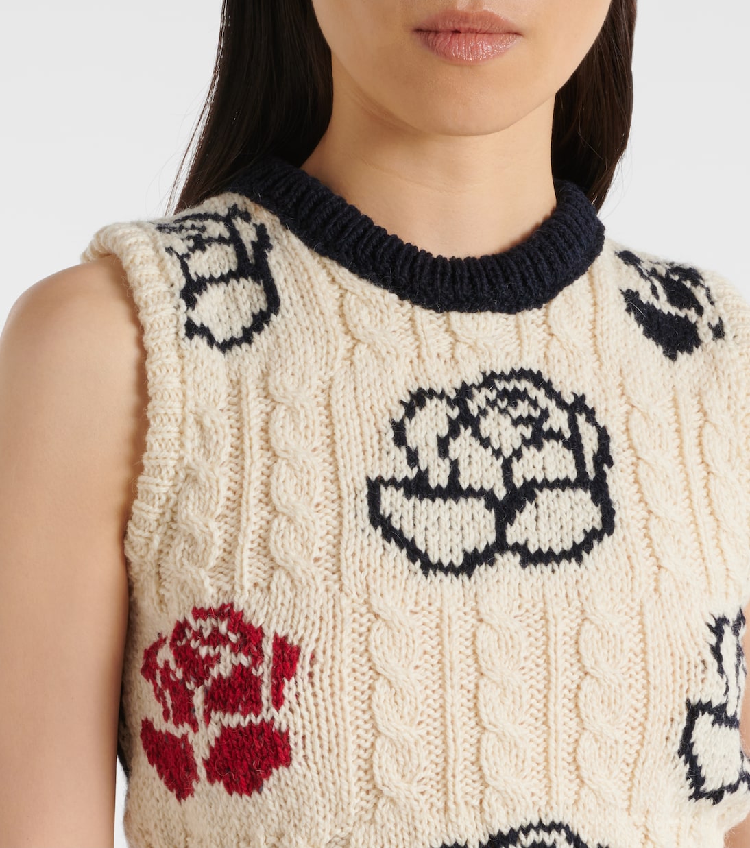 Chaleco de lana y mohair floral | Thom Browne