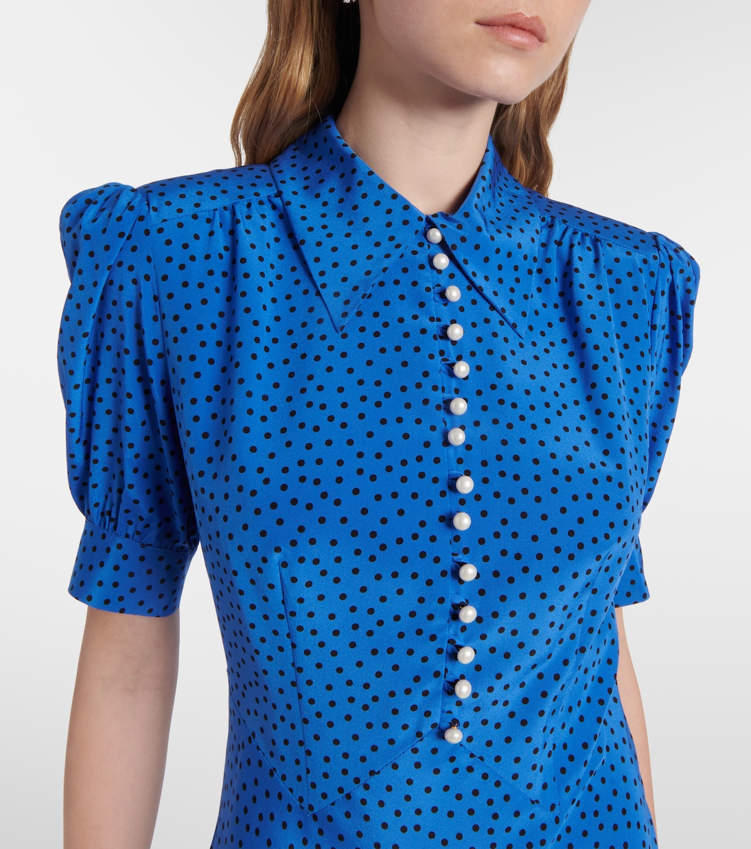 Abito lungo in seta a pois | Alessandra Rich