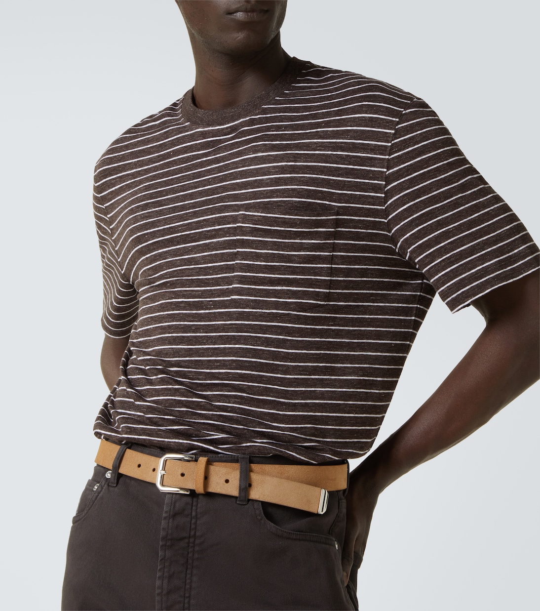 T-shirt in jersey di misto lino | Brunello Cucinelli