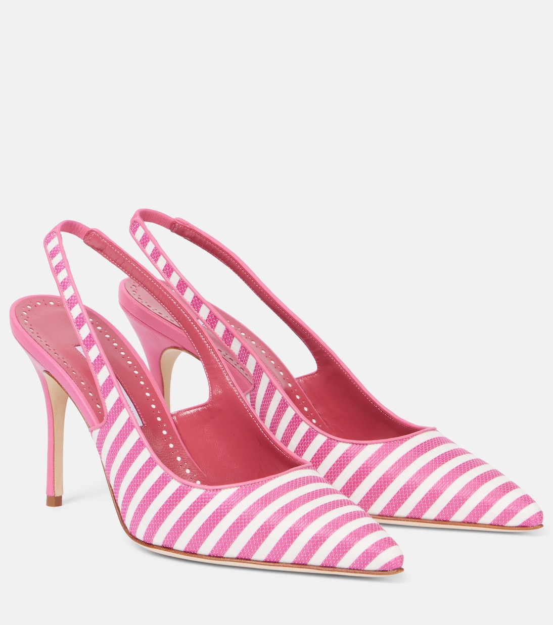 Scarpe con tacco Allurafia 90 a strisce, modello slingback di Manolo Blahnik per giovani fashionisti