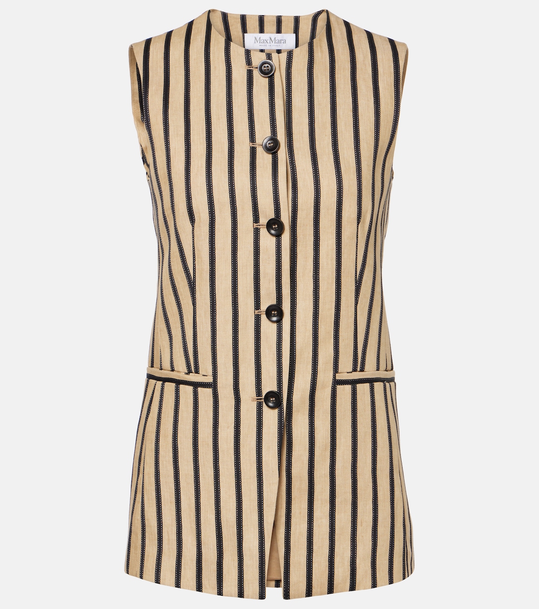 Top Rodeo rayé en lin et coton mélangés | Max Mara