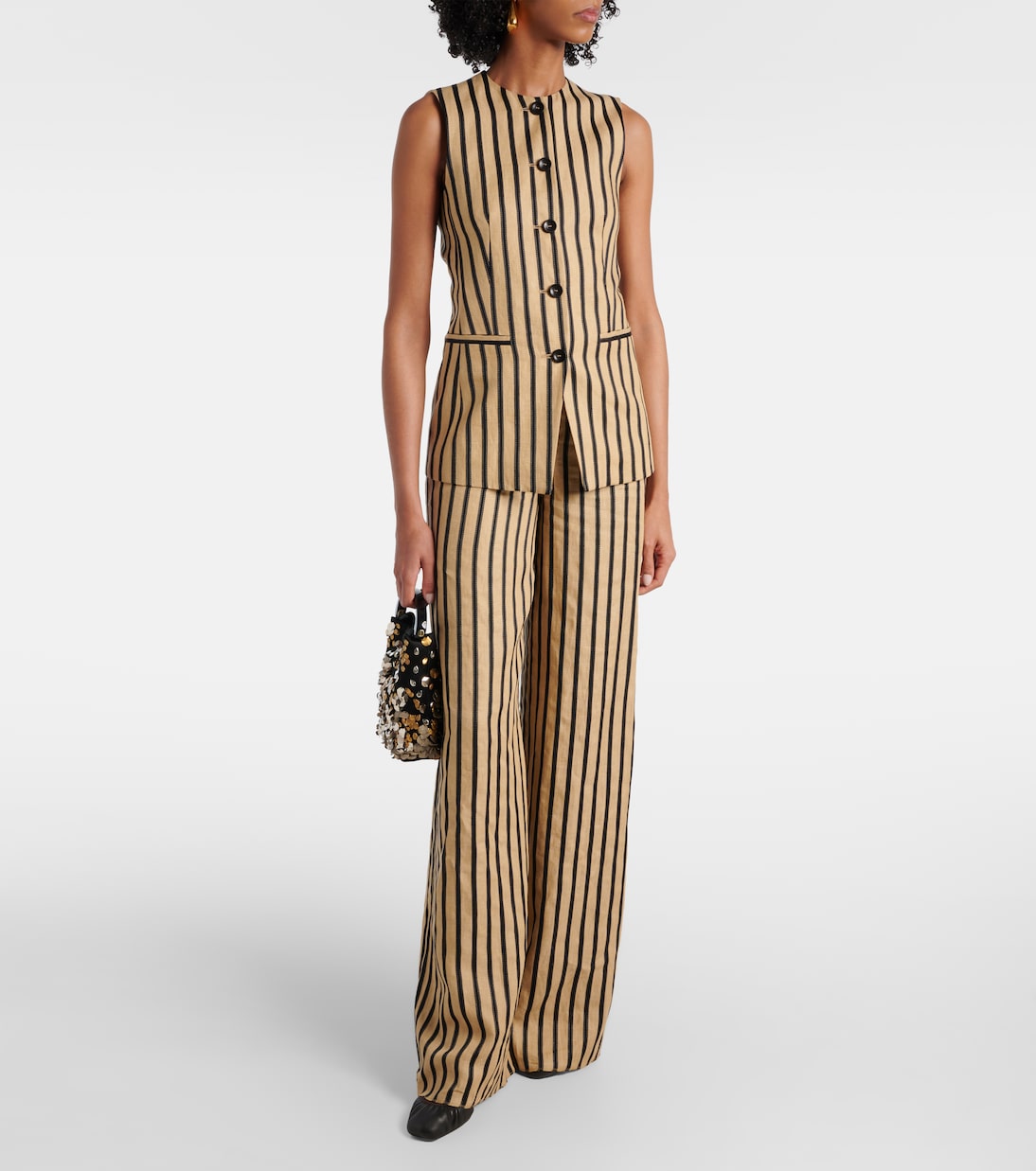 Top Rodeo rayé en lin et coton mélangés | Max Mara