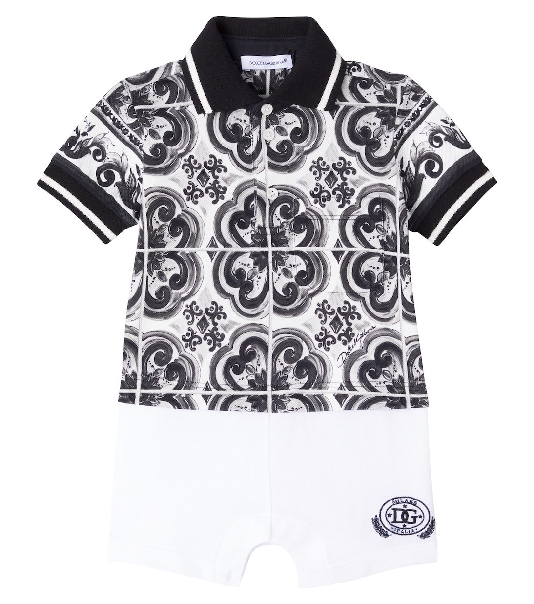 Bebé - mono Majolica de piqué de algodón | Dolce&Gabbana Kids