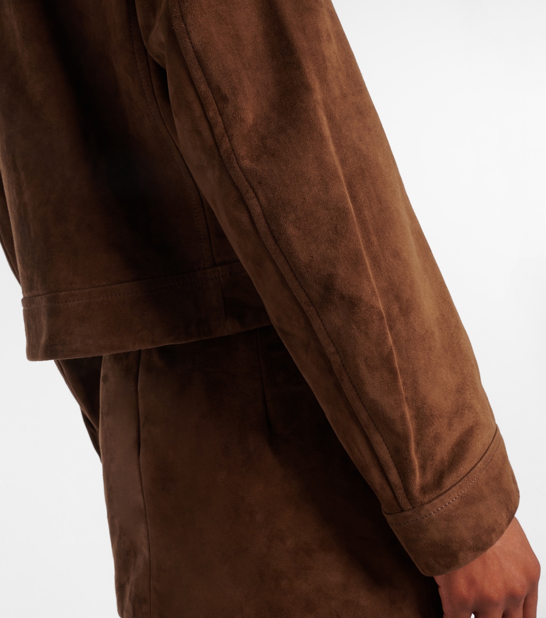 Veste bomber Brunette raccourcie en daim | Nour Hammour