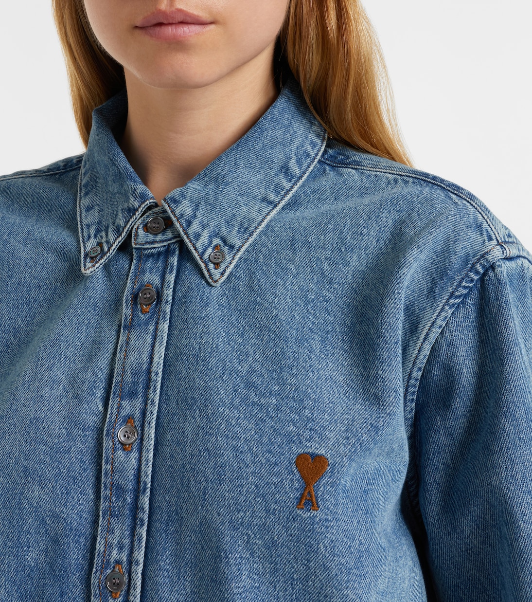 Embroidered denim shirt | Ami Paris