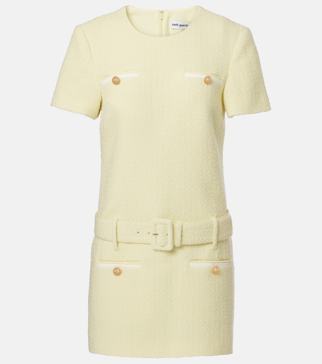 Belted bouclé minidress | Self-Portrait