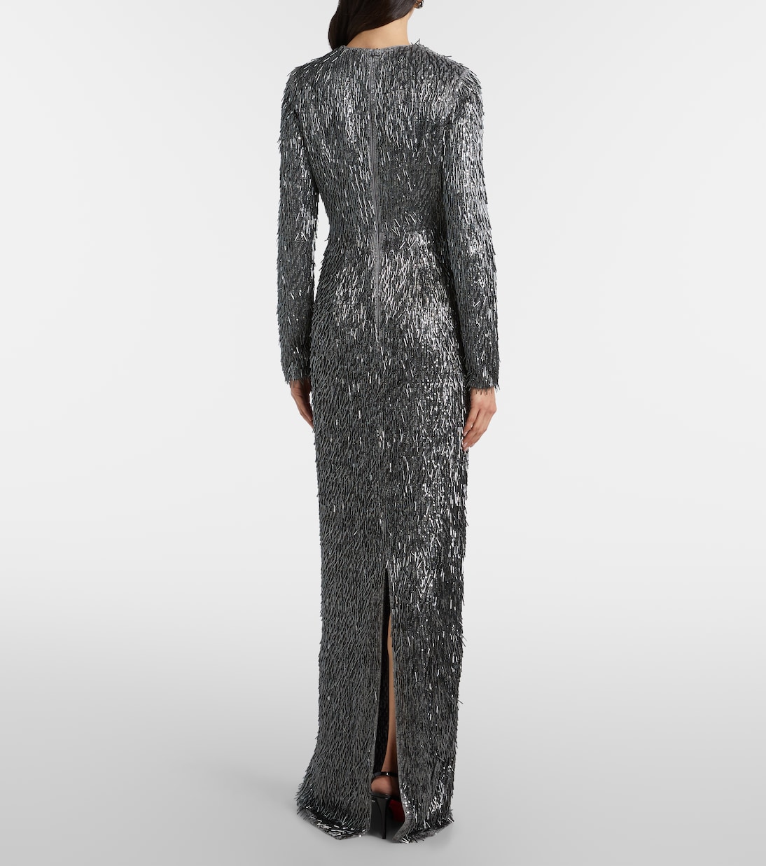 亮片垂褶加长连衣裙 | Erdem