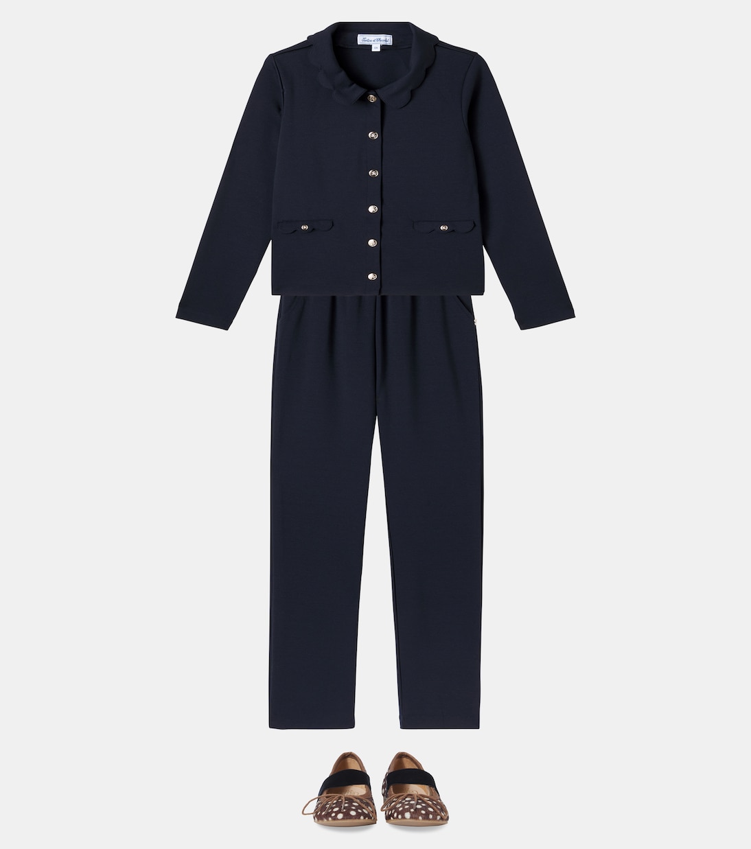 Cardigan and straight pants set | Tartine et Chocolat