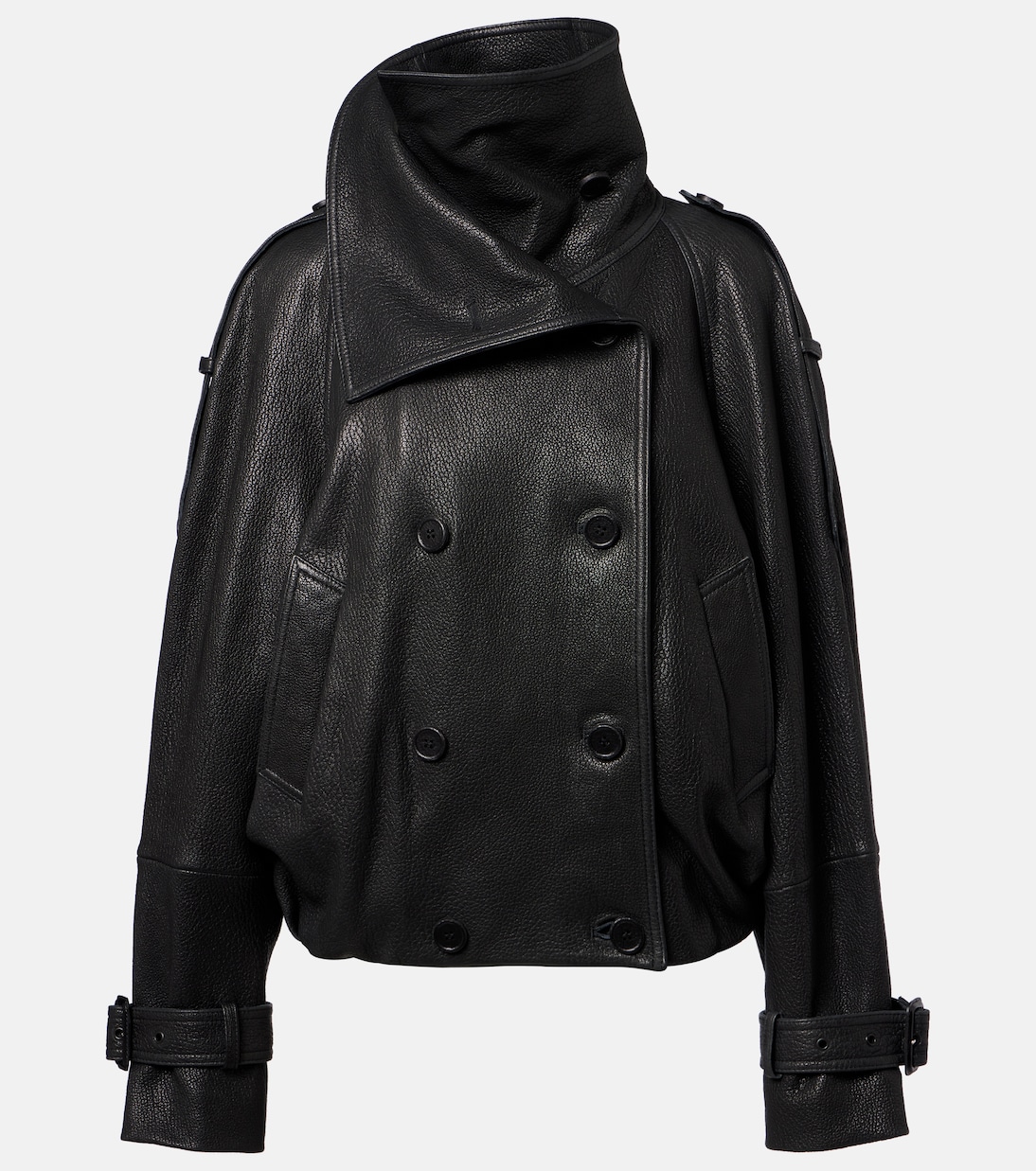Double-breasted leather jacket | Acne Studios