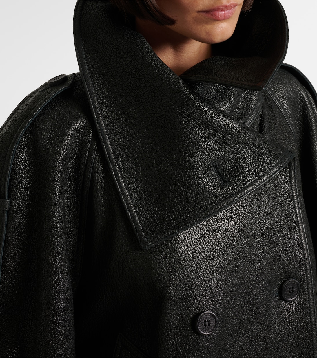 Double-breasted leather jacket | Acne Studios