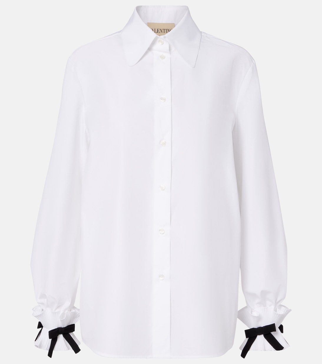 Bow-detail cotton-blend poplin shirt | Valentino