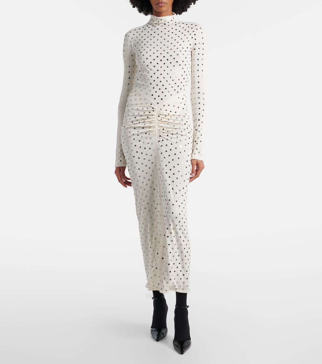 Embellished gathered jersey maxi dress | Alaïa