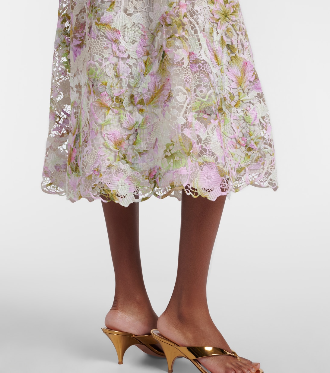 Belted lace midi dress | Monique Lhuillier