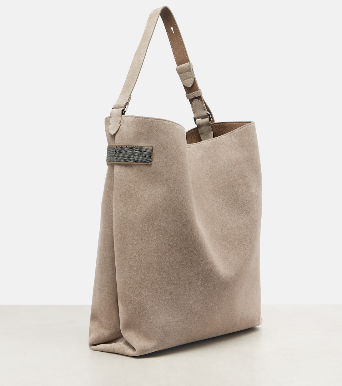 Essence Monili Large suede tote bag | Brunello Cucinelli