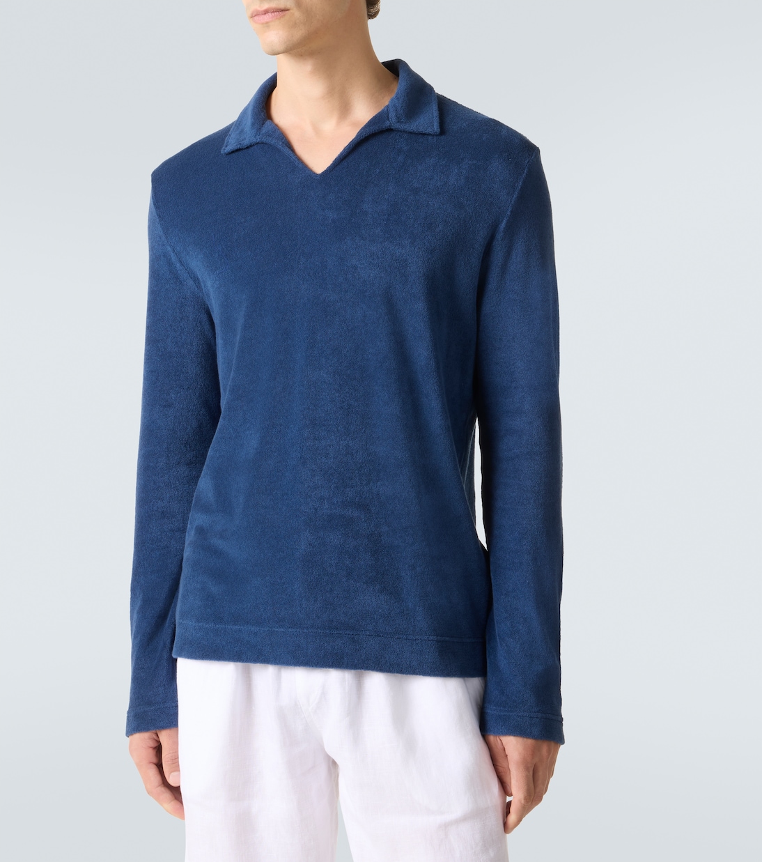 Cotton terry polo sweater | Fedeli