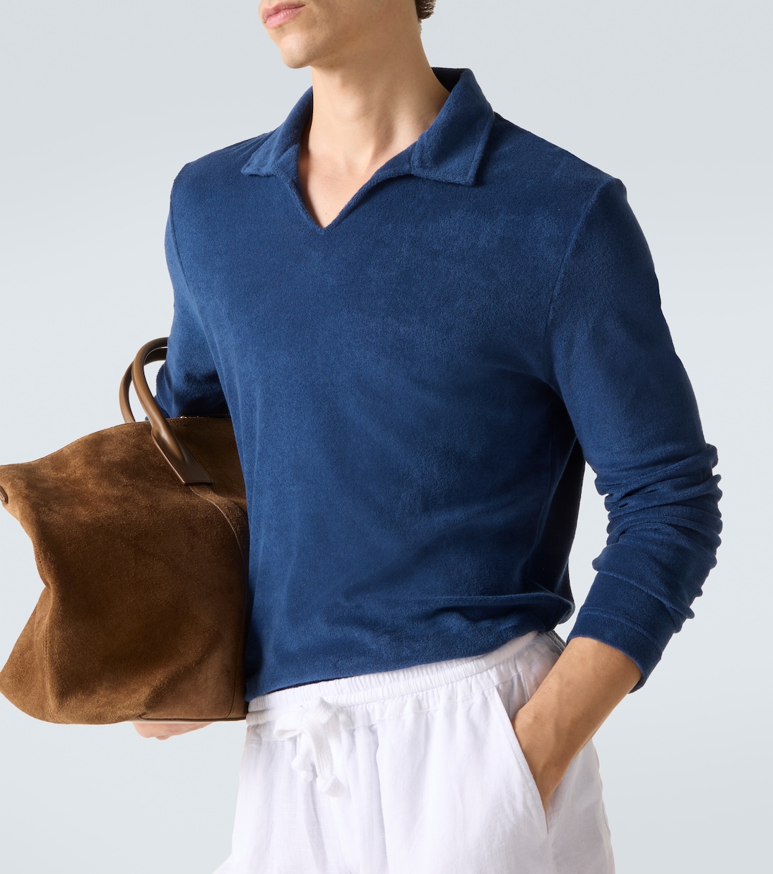 Cotton terry polo sweater | Fedeli