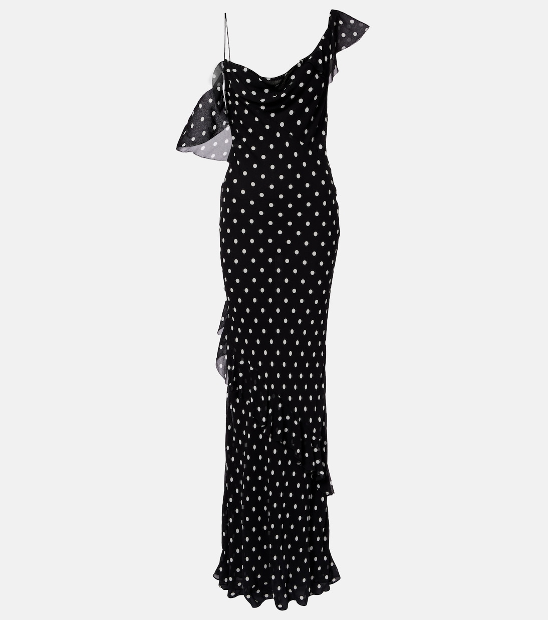 Polka-dot ruffled georgette gown | Self-Portrait