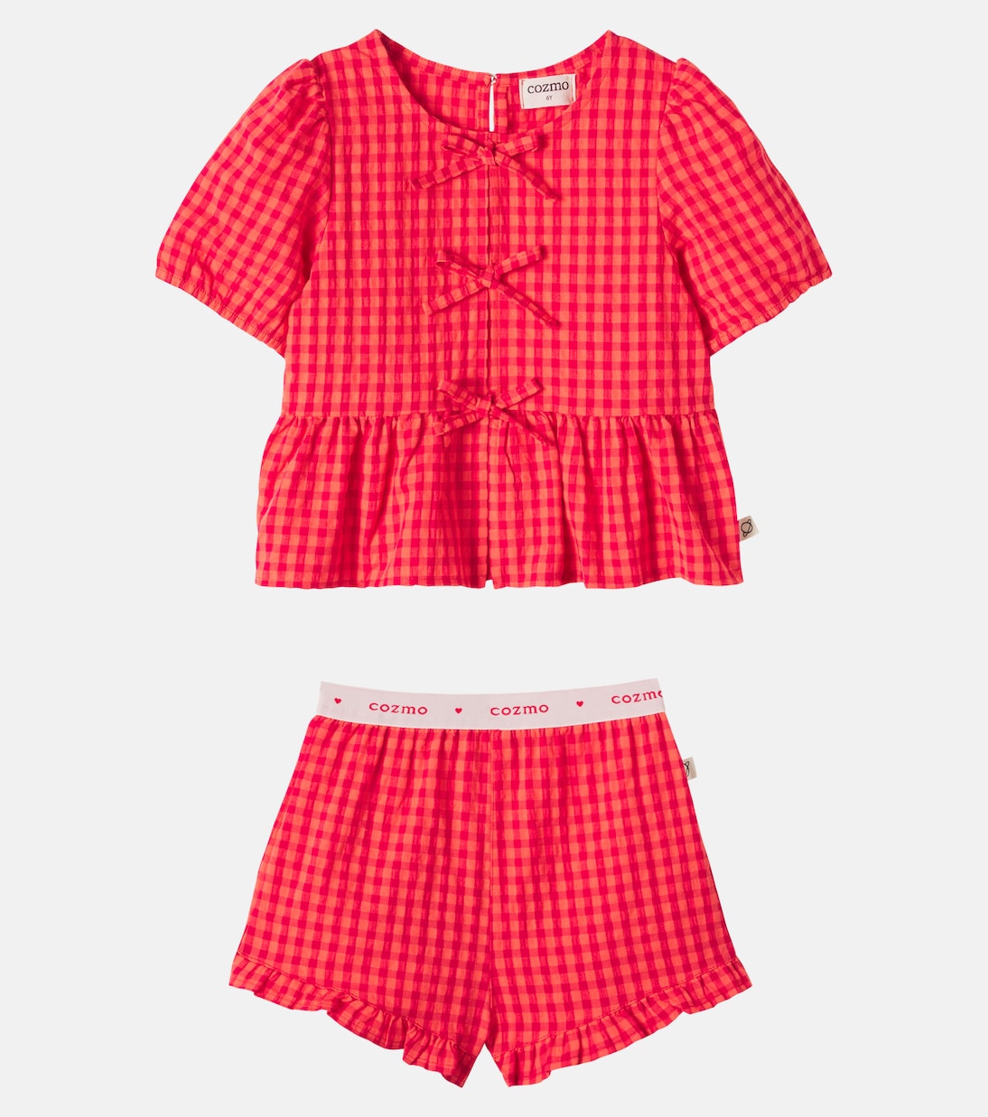 Joy checked cotton top and shorts set | Cozmo
