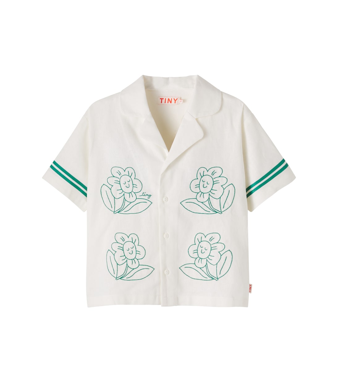 Daisies embroidered linen and cotton shirt | Tinycottons