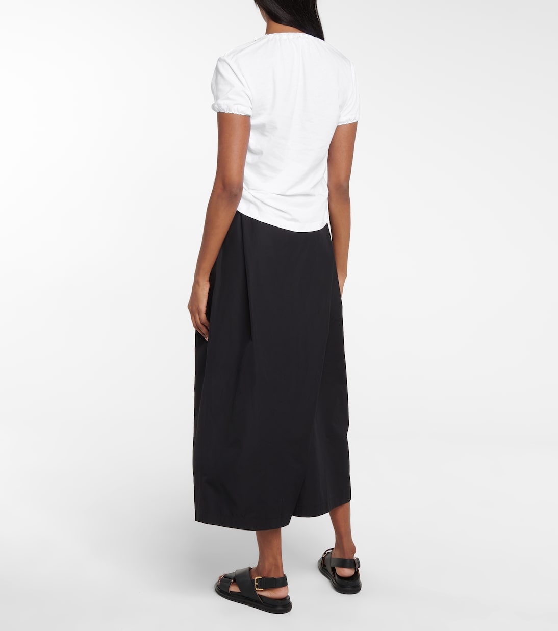 T-shirt a stampa floreale in raso e cotone | Marni