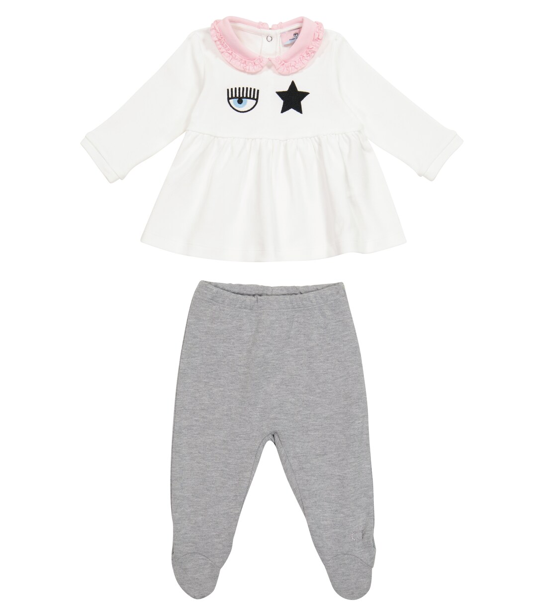 x Chiara Ferragni Baby Eyestar cotton blouse and pants set | Monnalisa