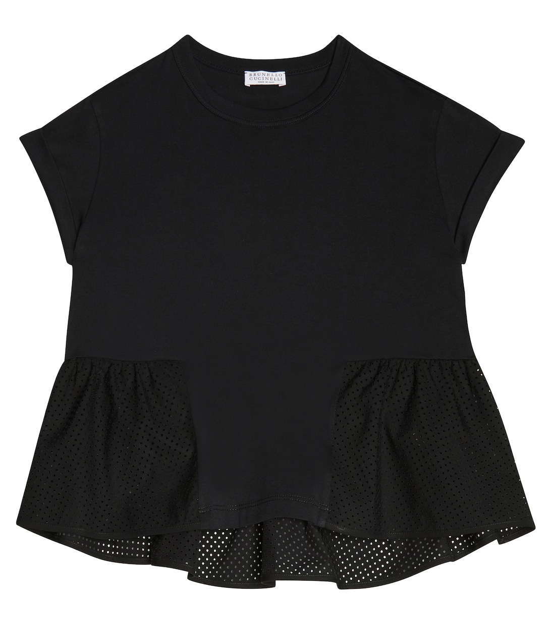 T-Shirt aus Mesh und Baumwolle | Brunello Cucinelli Kids