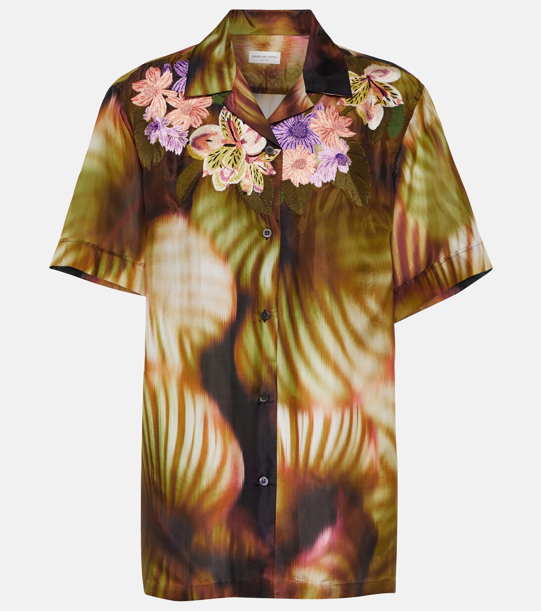 Robe chemise imprimée en soie | Dries Van Noten