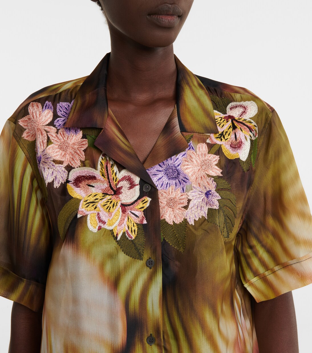 Robe chemise imprimée en soie | Dries Van Noten
