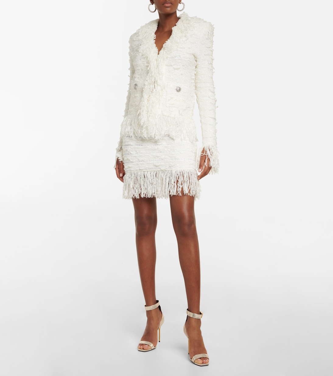 Minifalda de tweed con flecos | Balmain