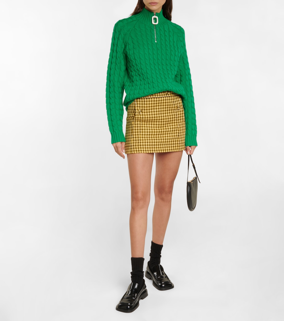Houndstooth checked wool miniskirt | Plan C
