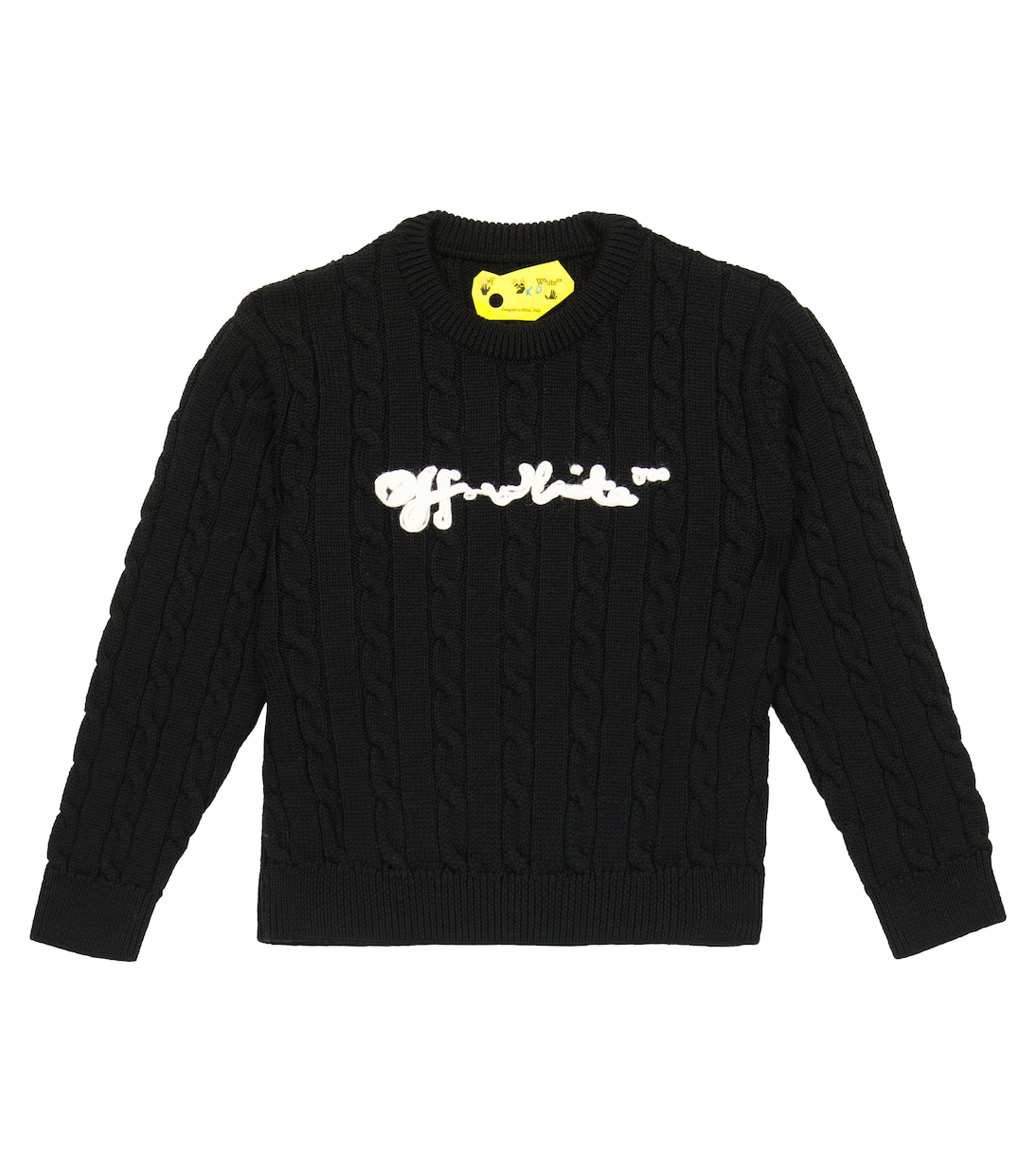 Logo cable-knit wool sweater | Off-White Kids