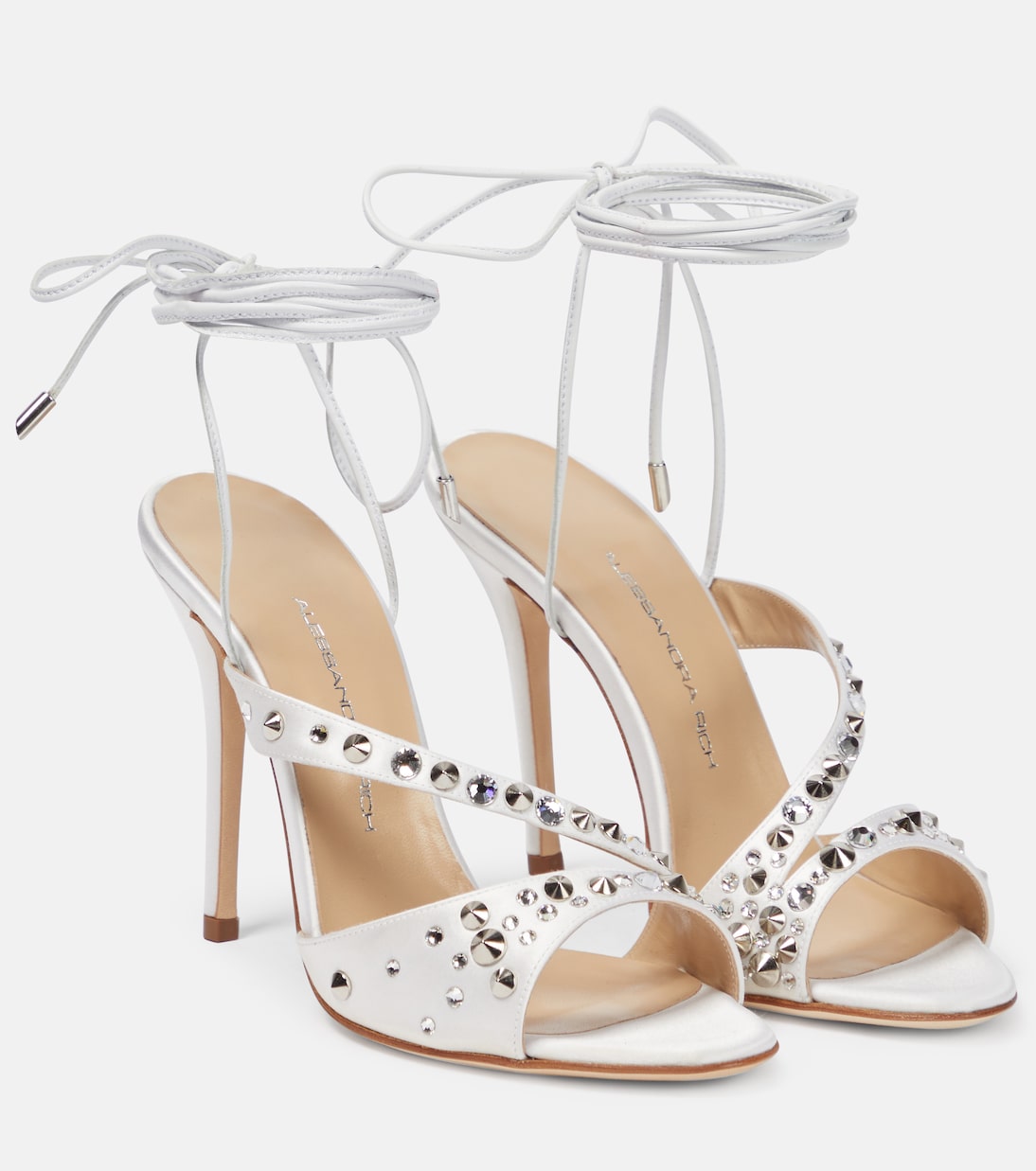 Sandales en satin de soie à ornements | Alessandra Rich