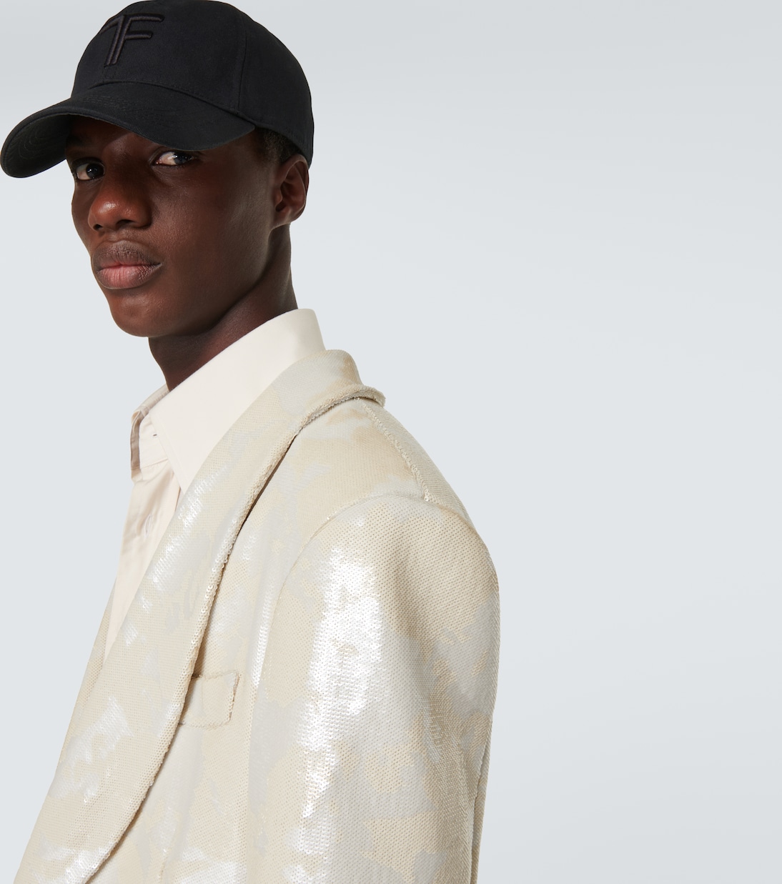 Embroidered canvas and leather cap | Tom Ford