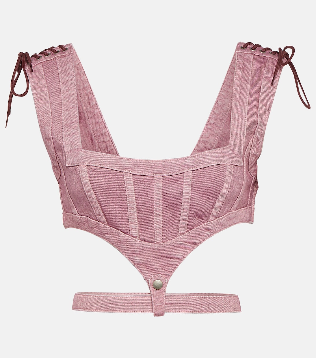 x KNWLS – Top corset en jean | Jean Paul Gaultier